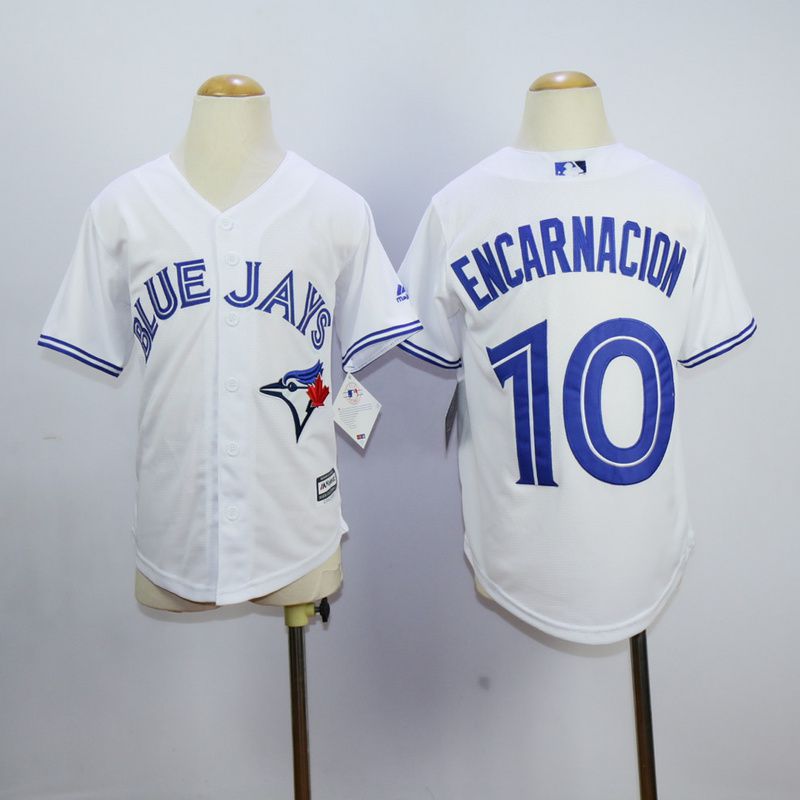 Youth Toronto Blue Jays 10 Encarnacion White MLB Jerseys